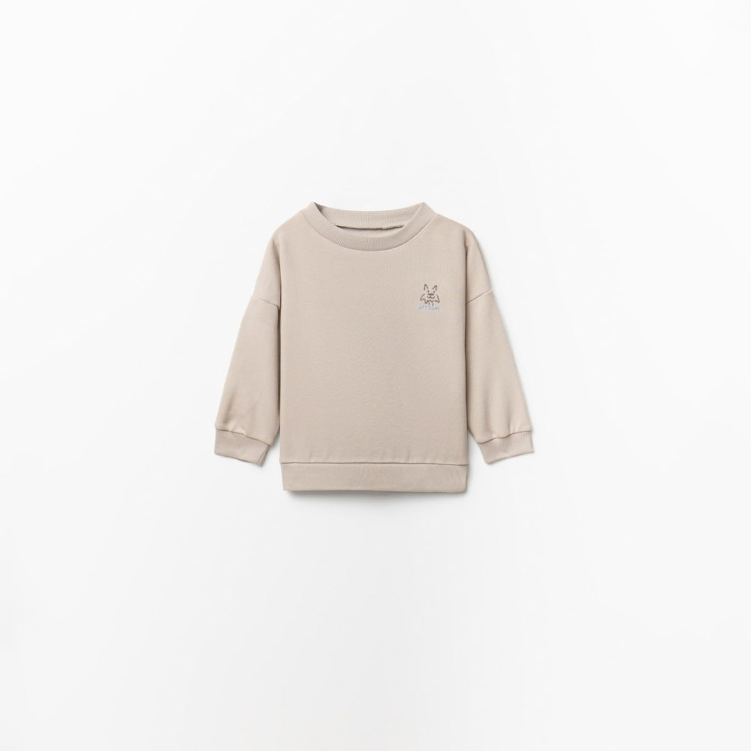 Polera Bebé Niño Sfera Lisa Con Bordado Gris Claro