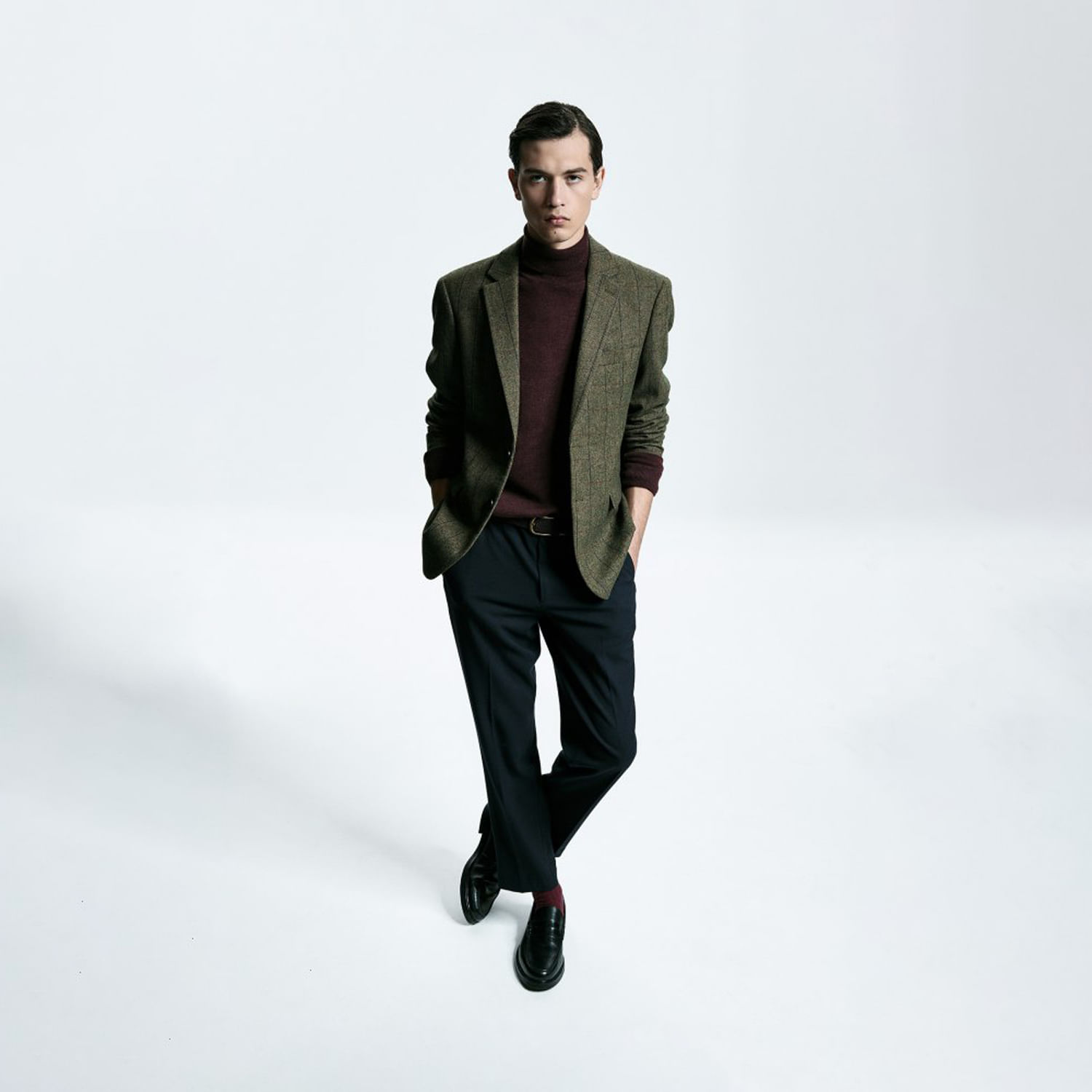 Blazer Hombre Sfera Estructura Navy Marrón