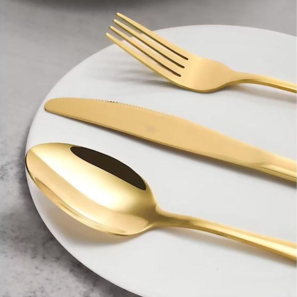 Juego de Cubiertos Acero Inoxidable 24 Piezas Color Oro