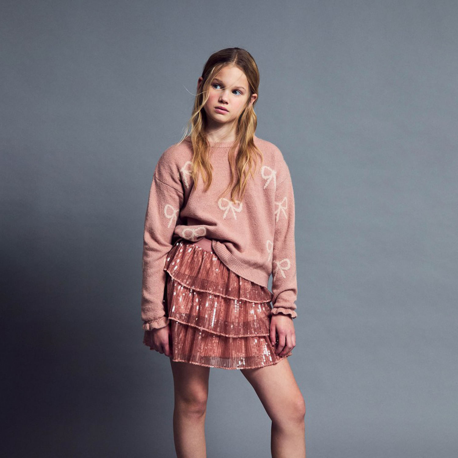 Chompa Niña Sfera Intarsias Aop Rosa