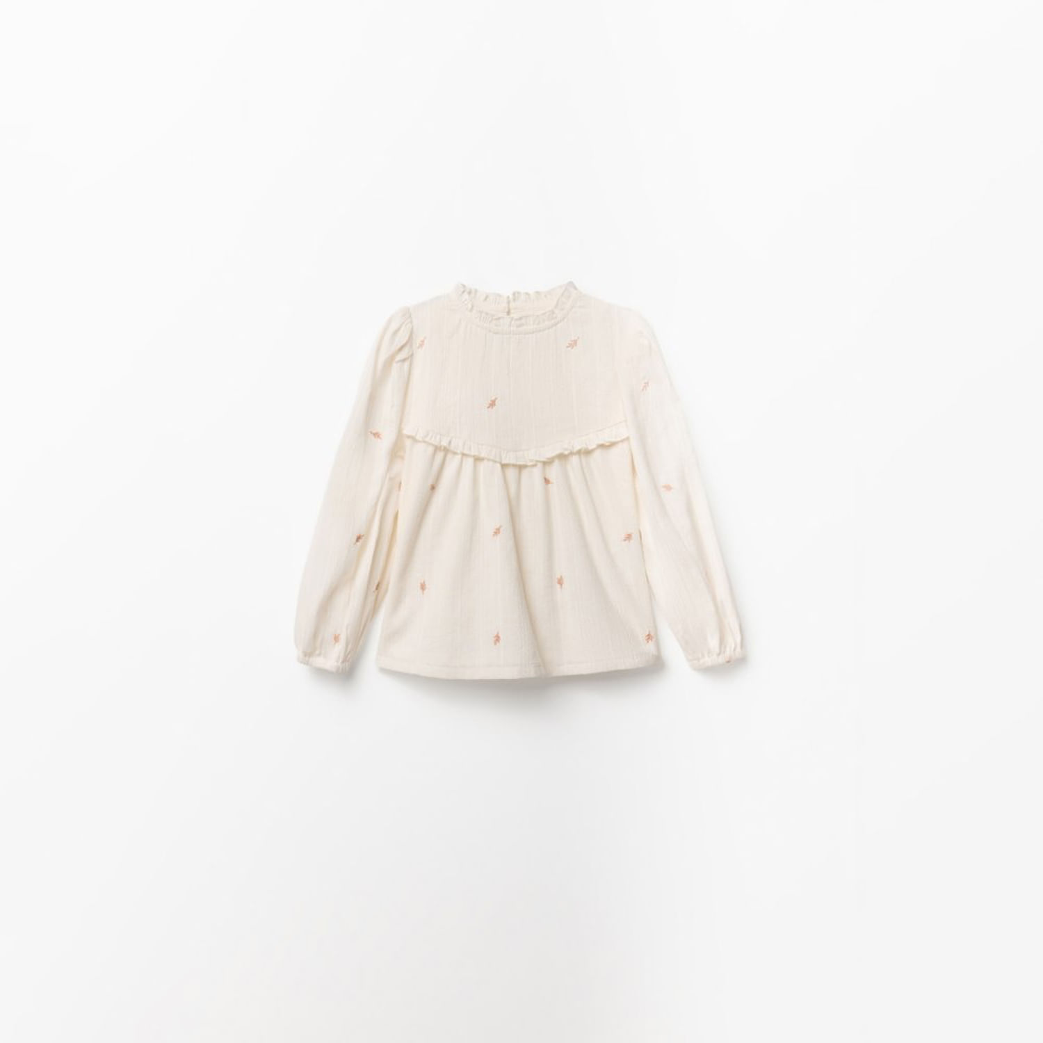 Blusa Niña Sfera Dobby Bordados Crudo