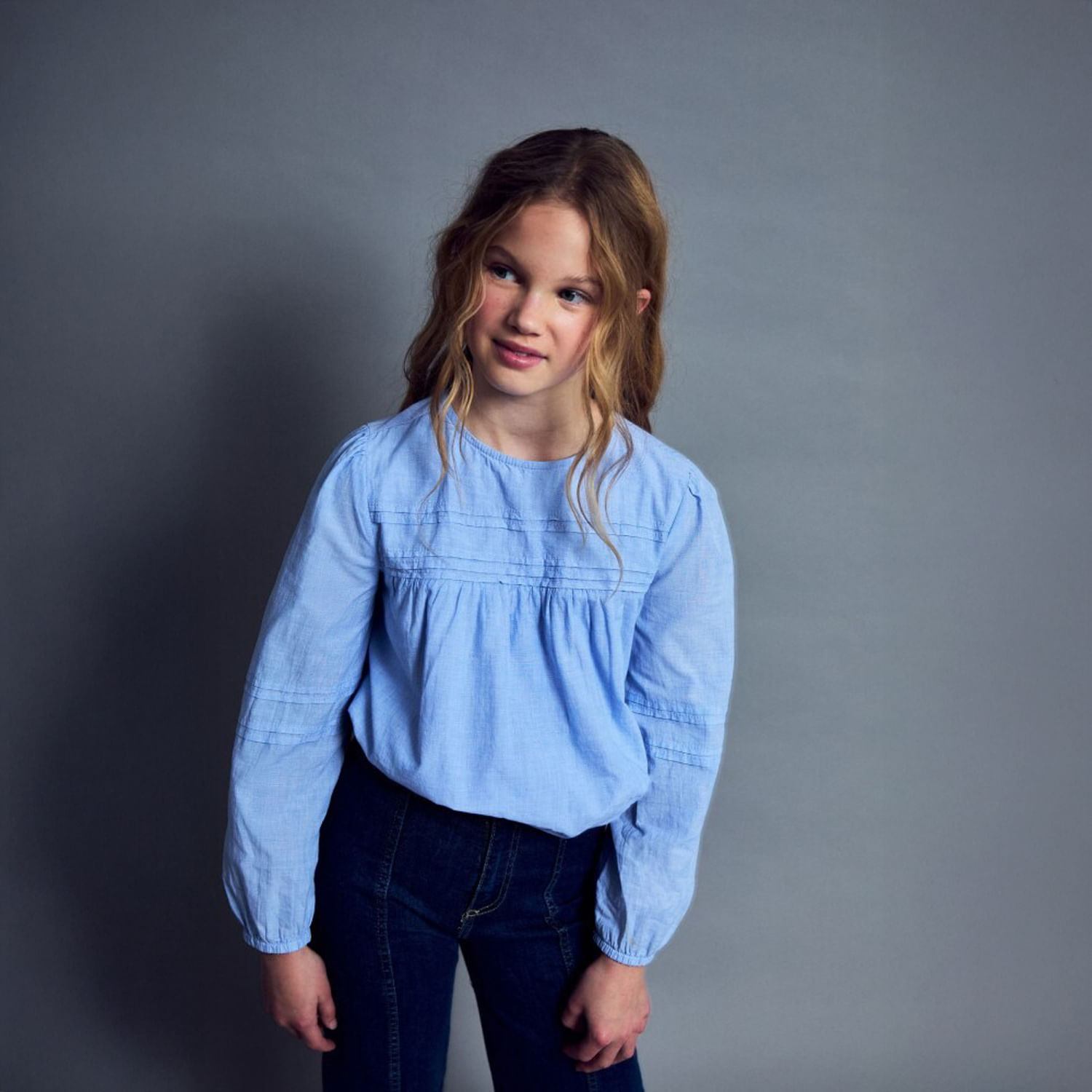 Blusa Niña Sfera Fil Fil Azul