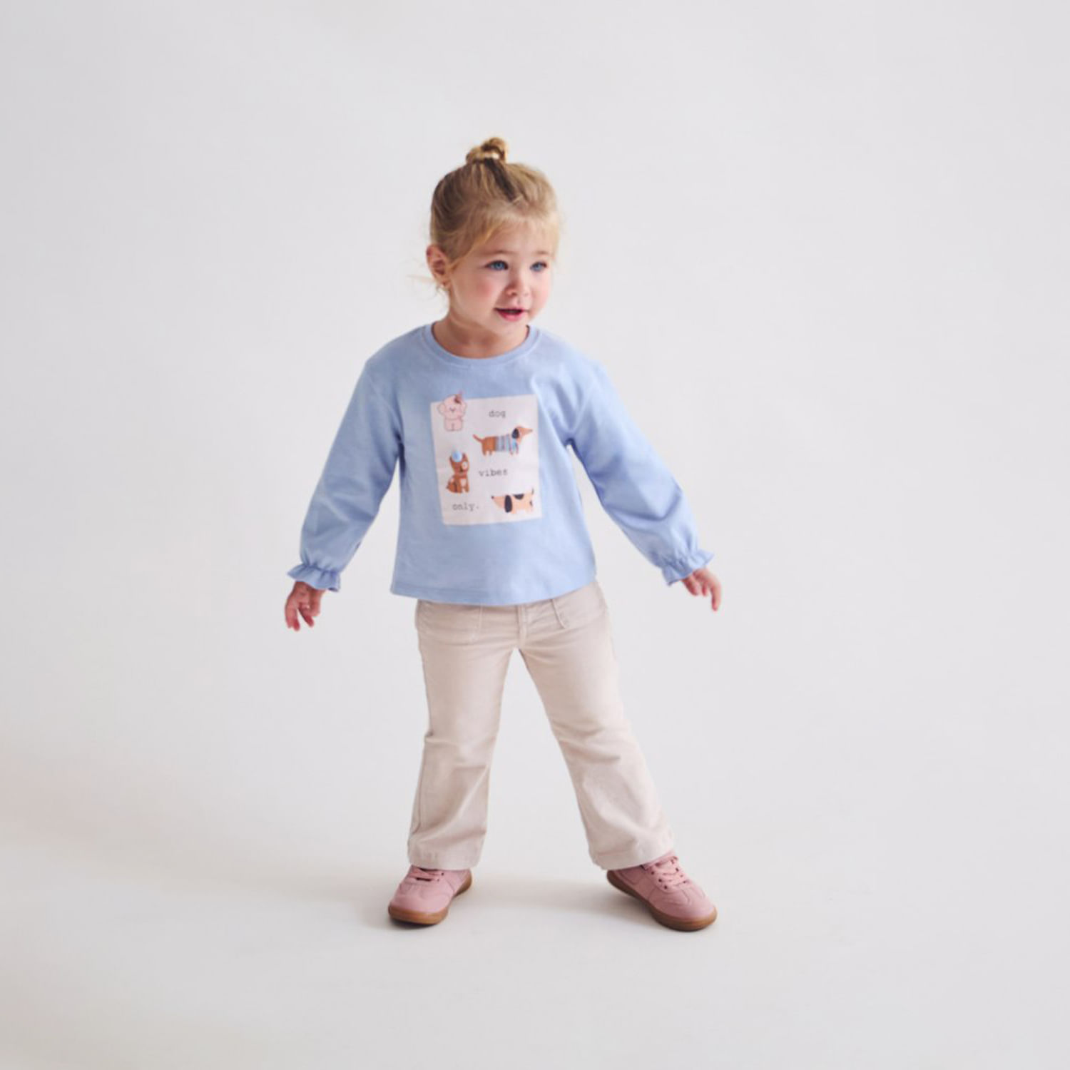 Polo Bebé Niña Sfera Cuadro Perros Celeste