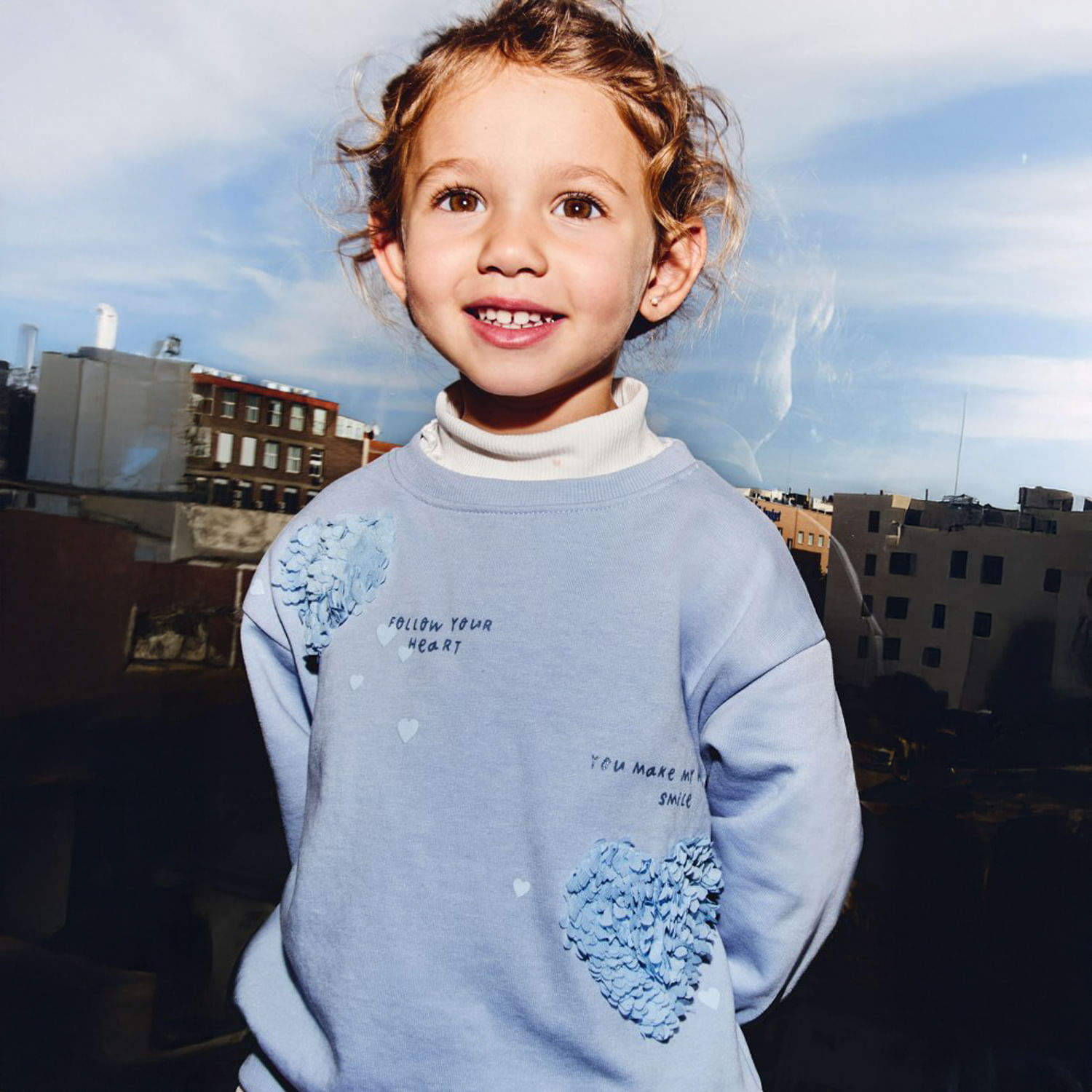 Polera Bebé Niña Sfera Corazones Lechuga Azul