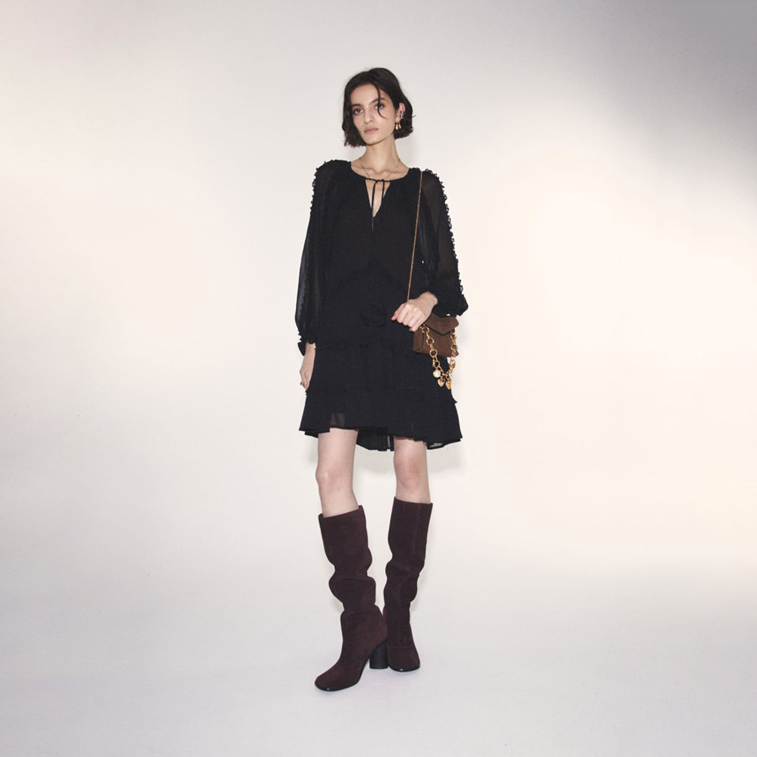 Vestido Corto Mujer Sfera Corto Fluido Negro