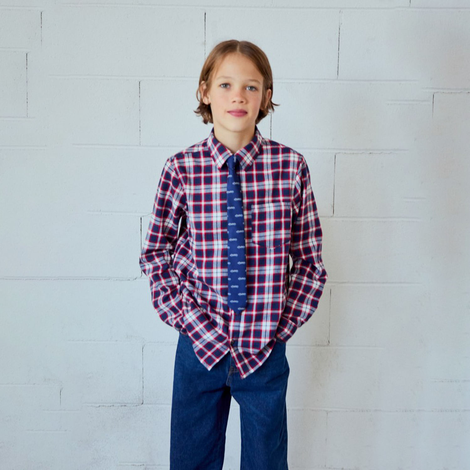 Camisa Niño Sfera Franela Cuadros Rojo