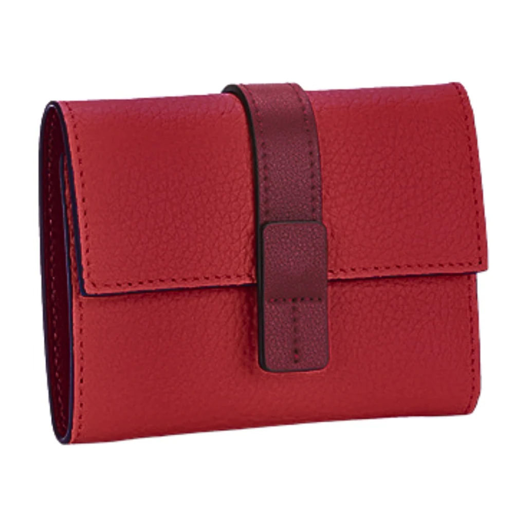 Billetera de Cuero Vacuno 6988 Diseño moderno de 2 tonos Roja
