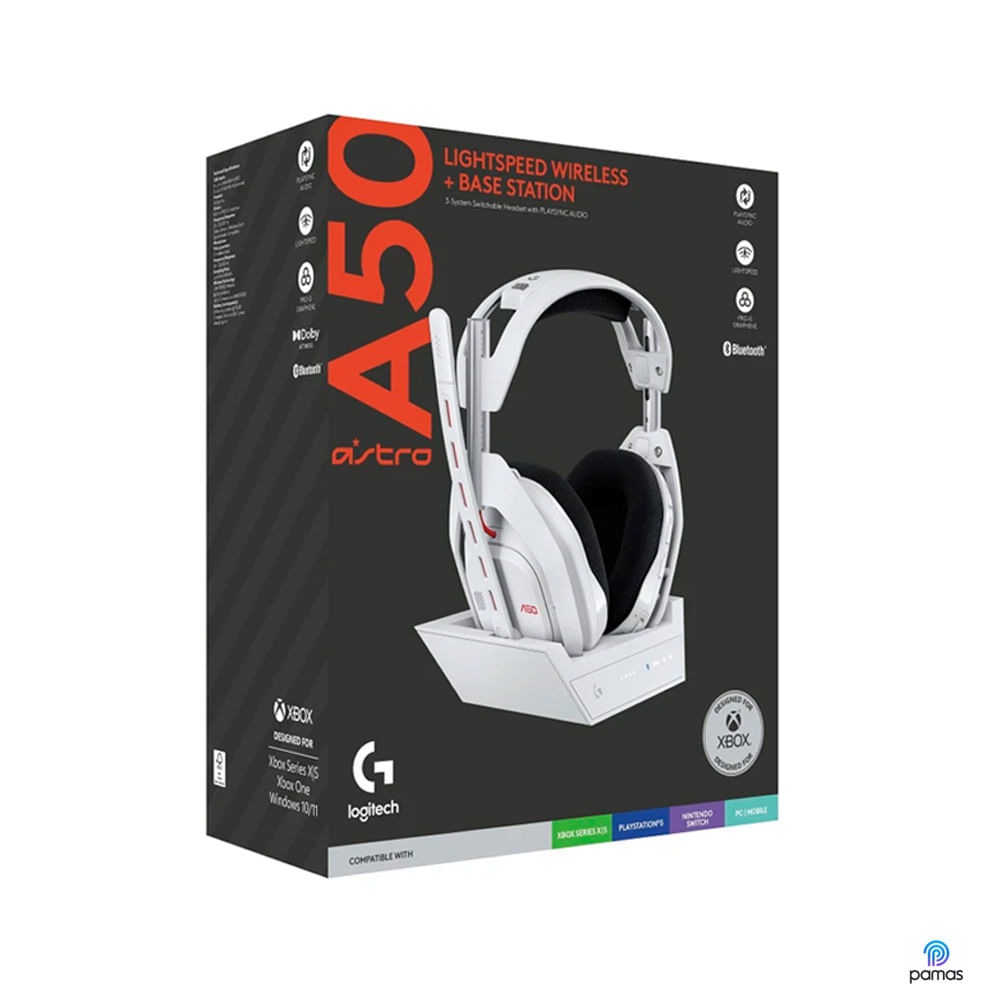 Audífono Con Micrófono Astro A50 Gen 5 Inalámbrico Bt Base Blanco
