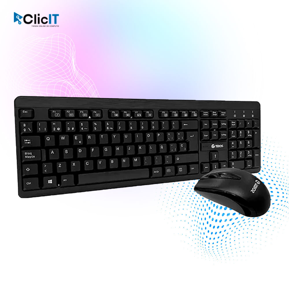 TECLADO TEROS INALAMBRICO -MOUSE COLOR NEGRO PNTE-4061N
