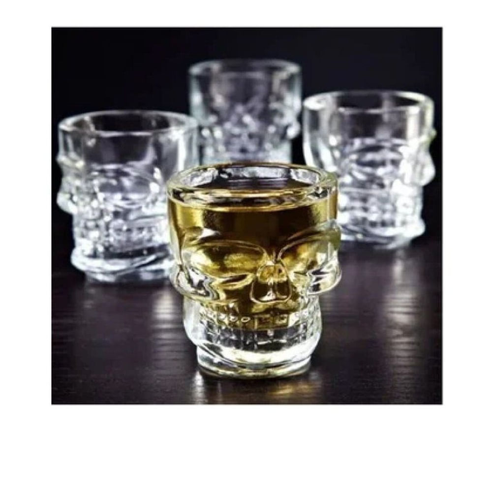 Pack de 4 Shots de vidrio con forma de calavera