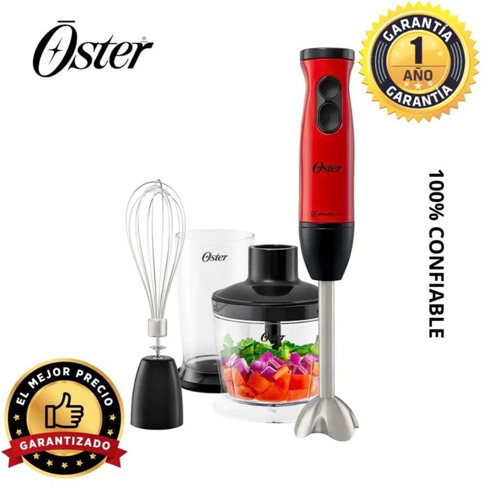 Batidora de Inmersión Oster FPSTHB460A 400W Cuchilla QuadBlade - Rojo