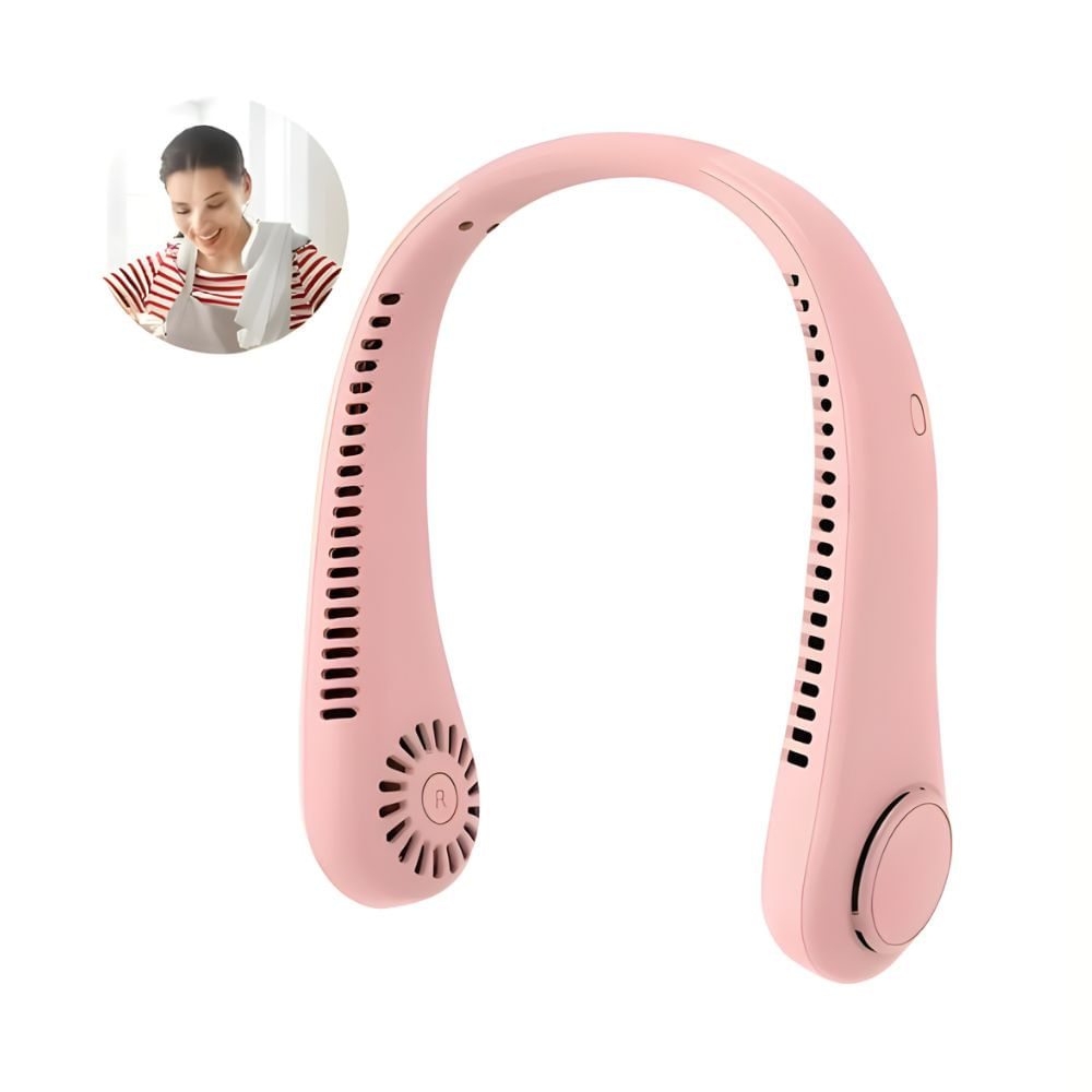 Ventilador de Cuello Recargable 3 Velocidades Color Rosa