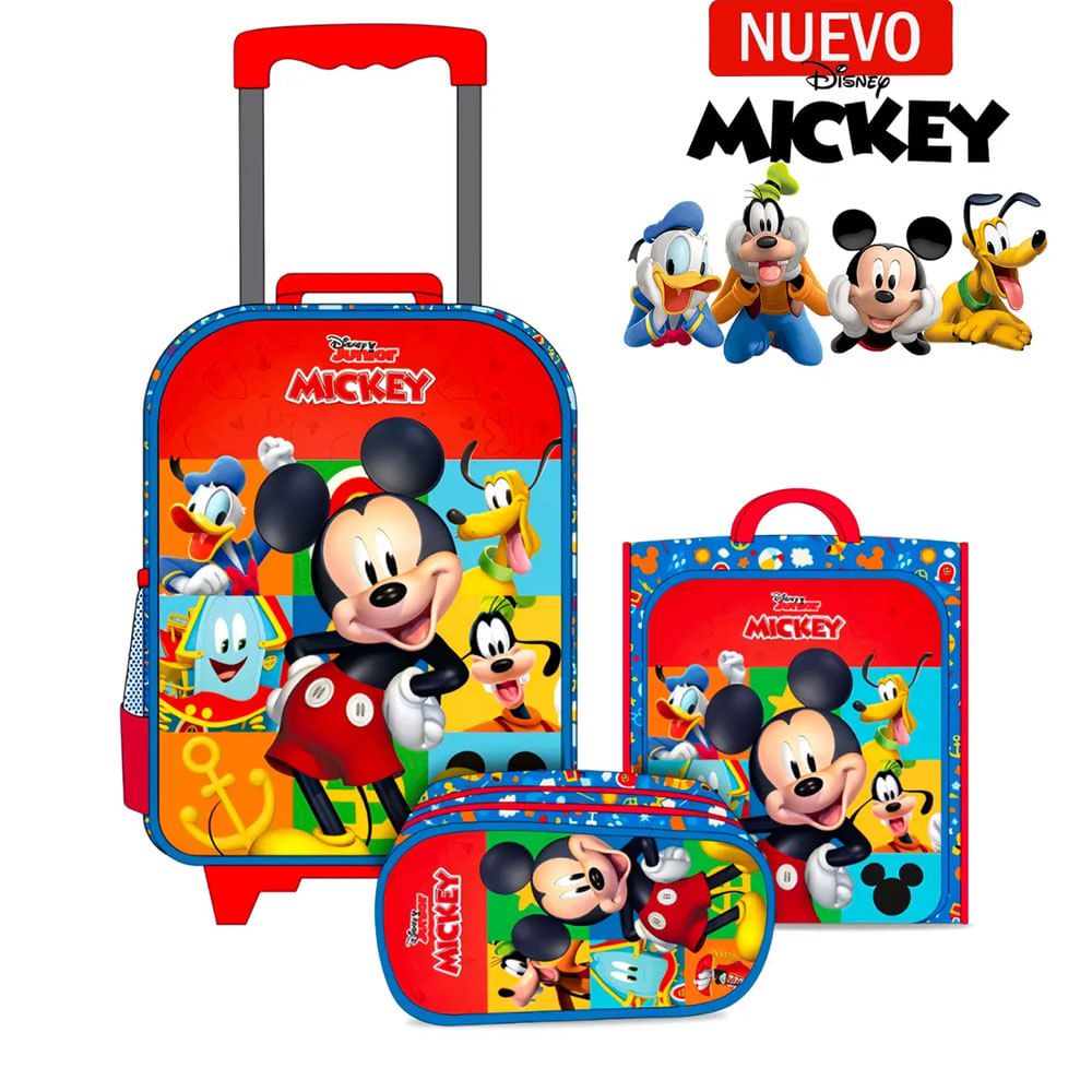 Set de Mochila con Ruedas EXTRA Oficio Lonchera y Cartuchera MICKEY ...