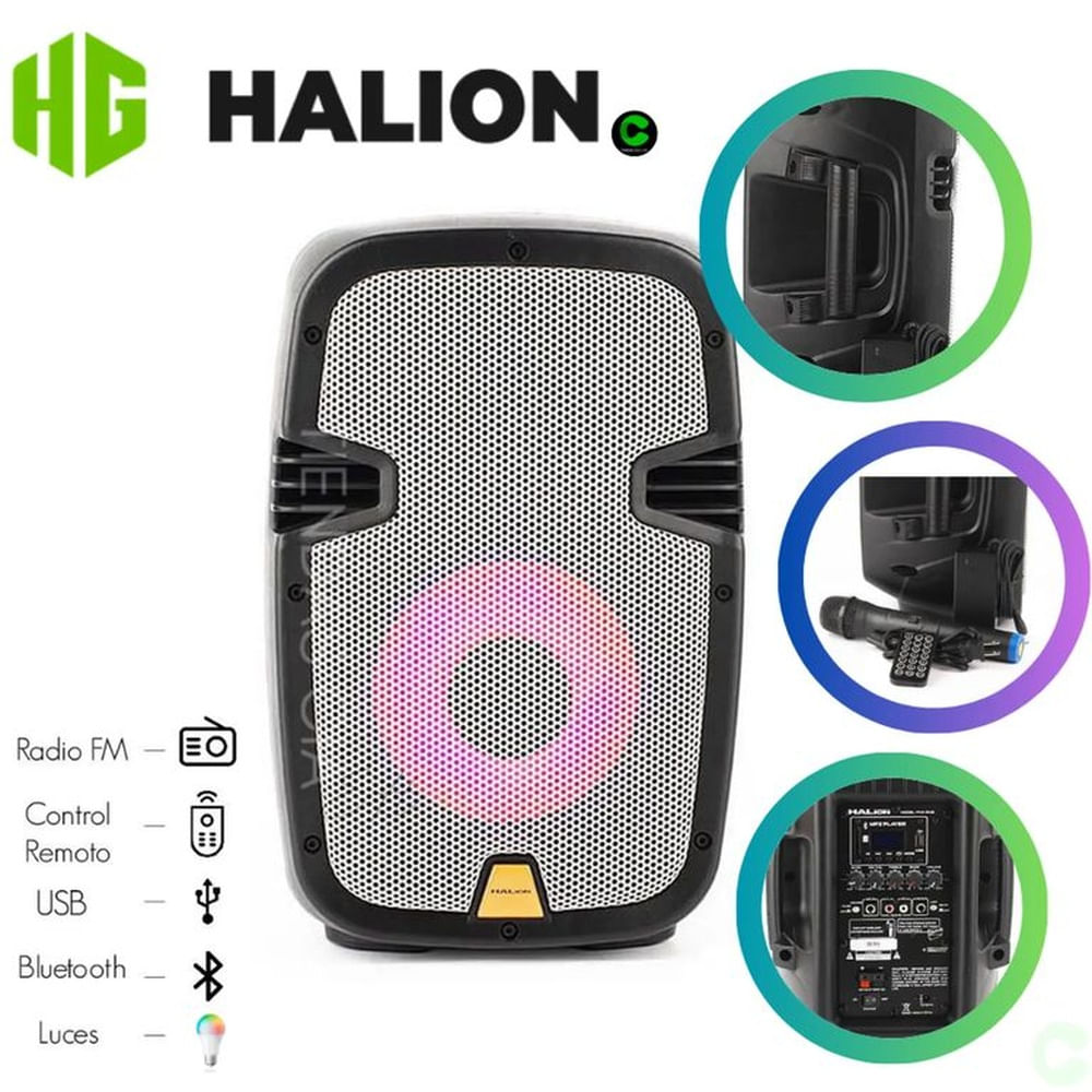 Parlante Portátil Halion PHA-8MB 400W UHF FM Bluetooth KARAOKE
