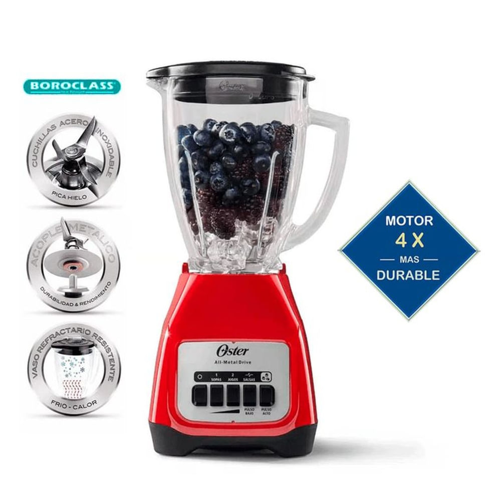 Licuadora Oster® 2 Velocidades con Pulso BLSTKAGRPB - ROJA