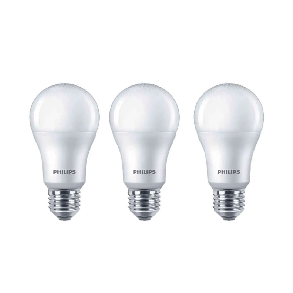 Pack 3 Focos LED 10.5W Luz Blanca Philips EcoHome E27 6500K
