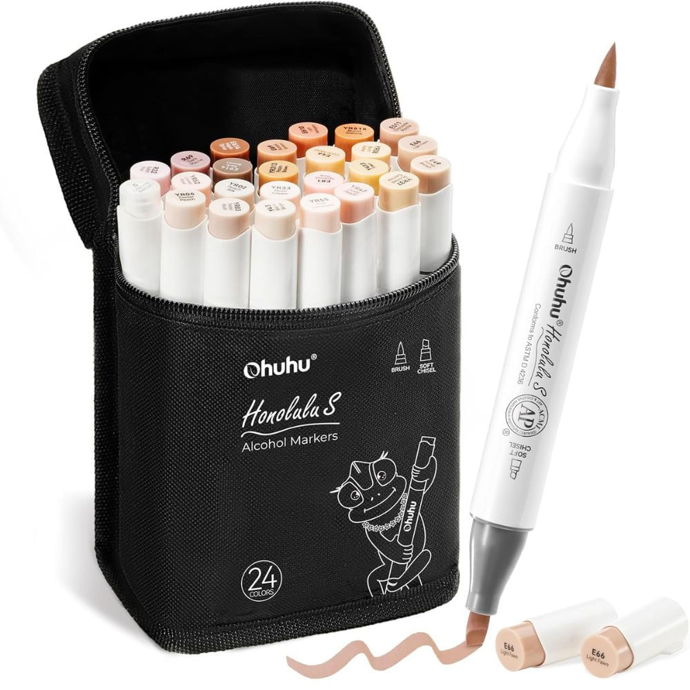 Ohuhu Honolulu S - Set de 24 marcadores de alcohol Tonos piel