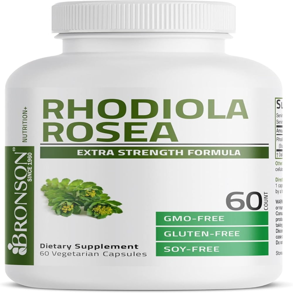 Bronson Rhodiola Rosea Cápsulas Vegetarianas  Hierba Adaptogénica  Apoyo para el Cerebro el Estrés