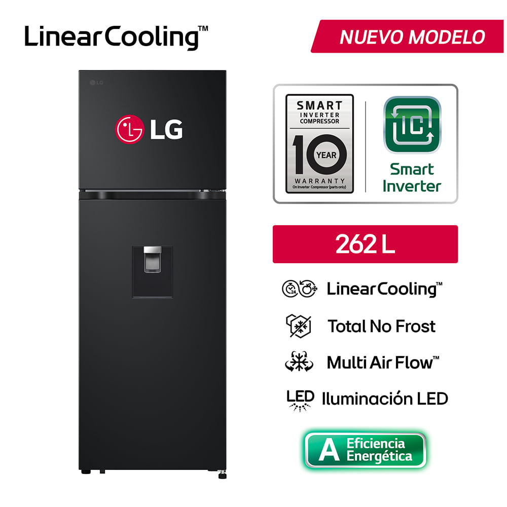 Refrigeradora LG 262L Top Freezer LinearCooling VT26WPM Negro