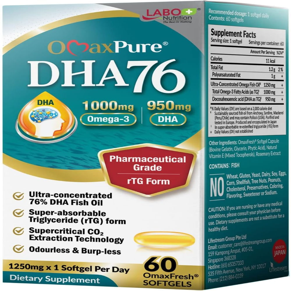 LABO Nutrition OmaxPure DHA76 Omega 3 Aceite de pescado ultraconcentrado