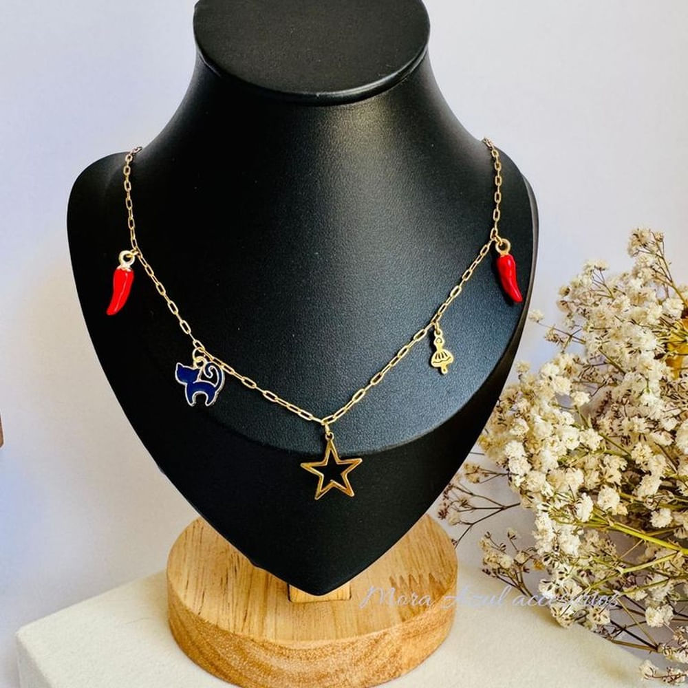 Collar Multidije gato - Joyas de Mora azul