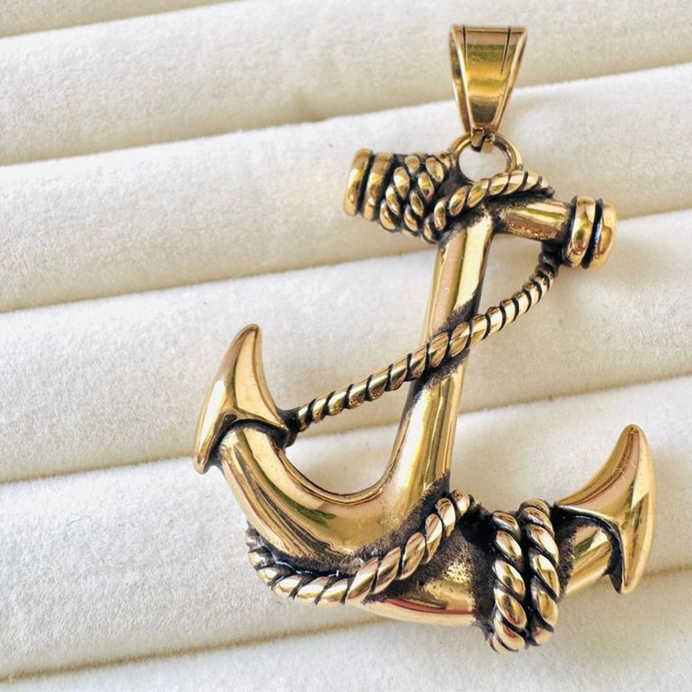 Dije ancla marinero dorado - Joyas de Mora azul