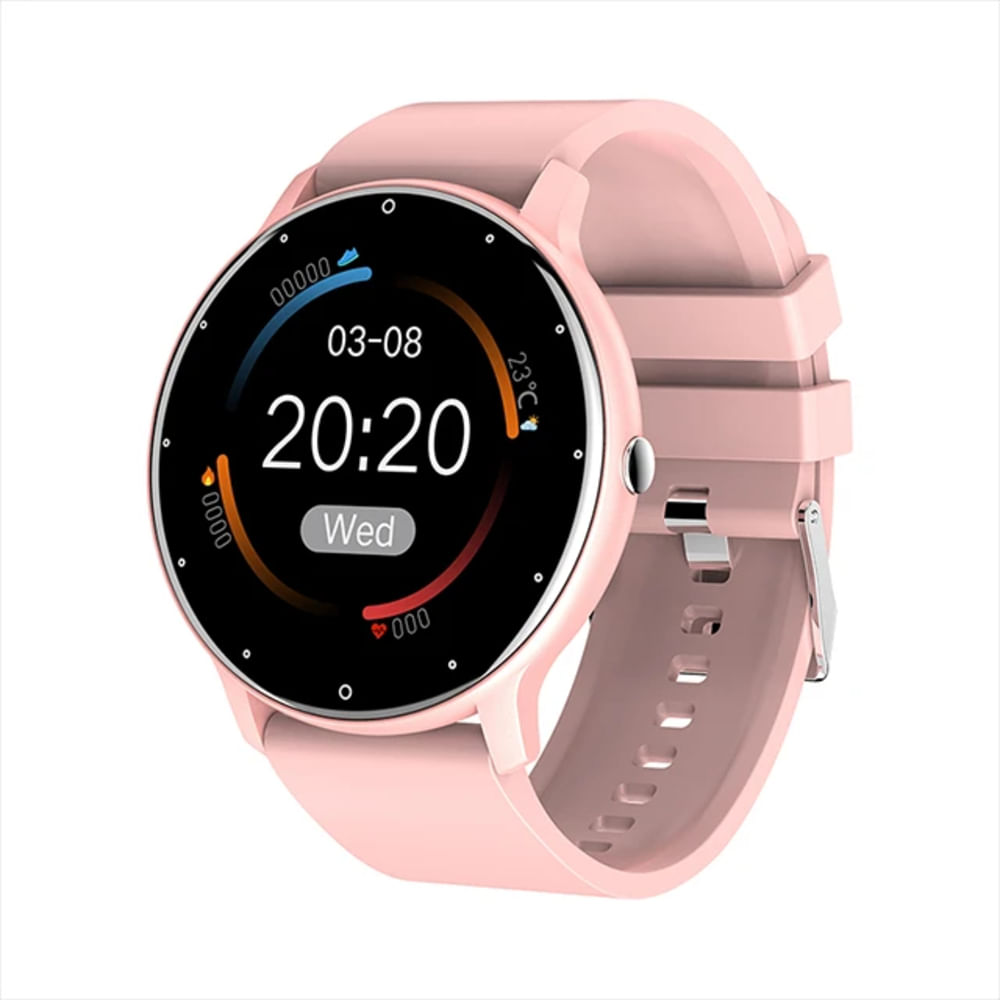 SMARTWATCH ZL02 RELOJ INTELIGENTE REDONDO LLAMADAS BLUETOOTH PANTALLA OLED UNISEX COLOR ROSADO