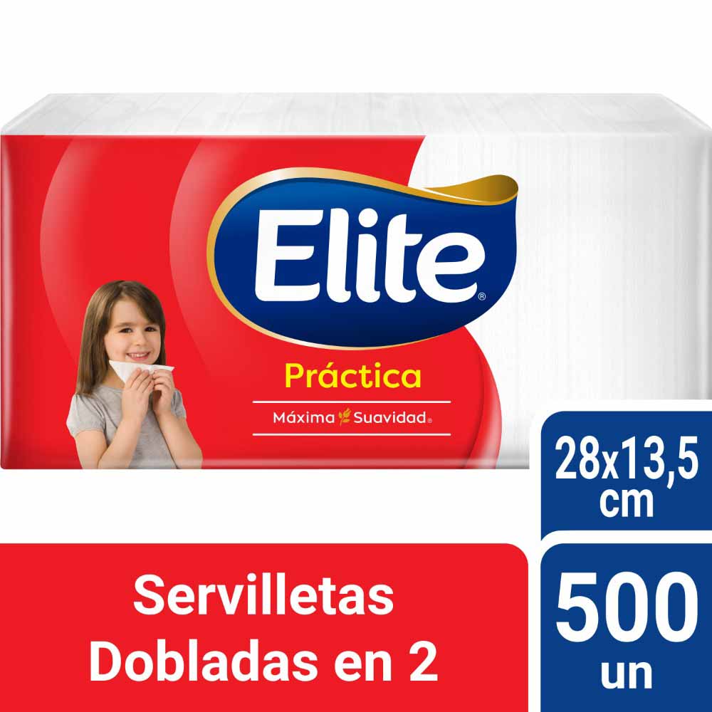 Servilletas ELITE Práctica Doblada en 2 Paquete 500un