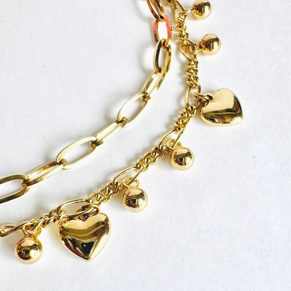 Pulsera doble de corazon - Joyas de mora azul