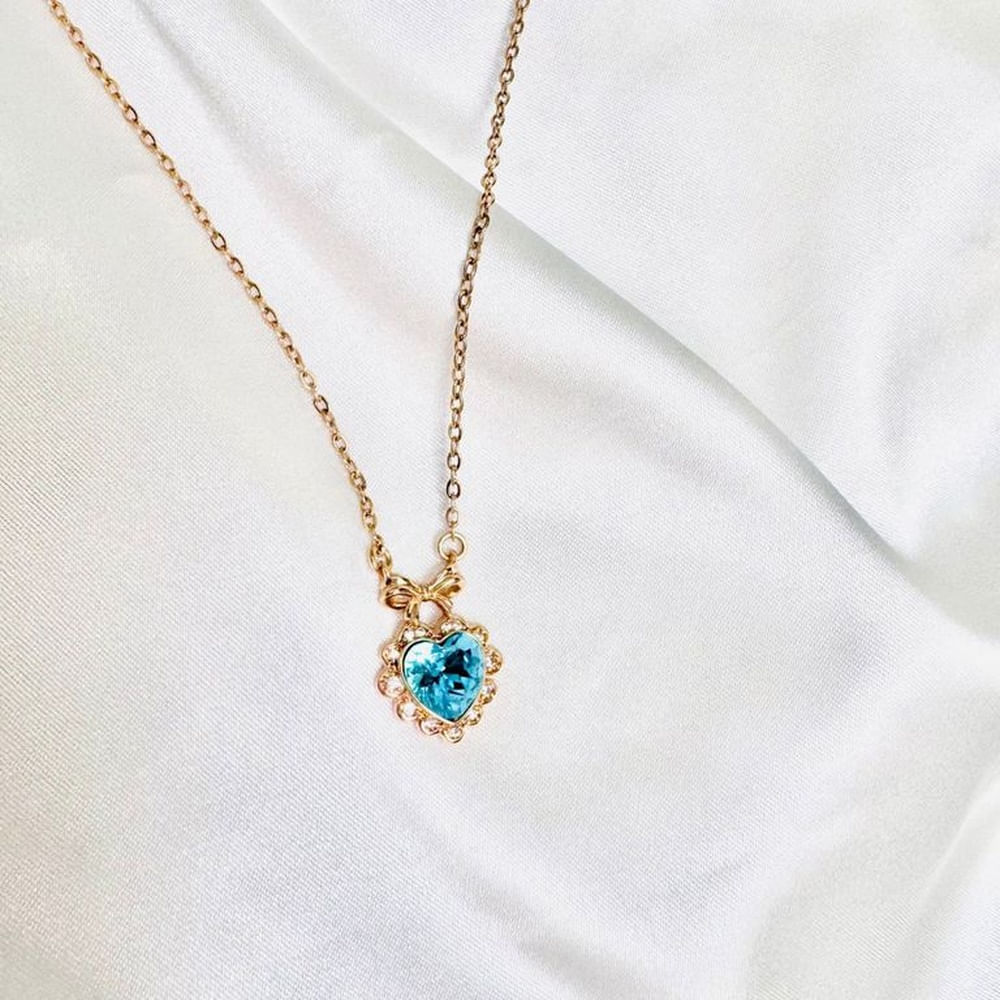 Collar corazon turquesa cristal - Joyas de Mora Azul