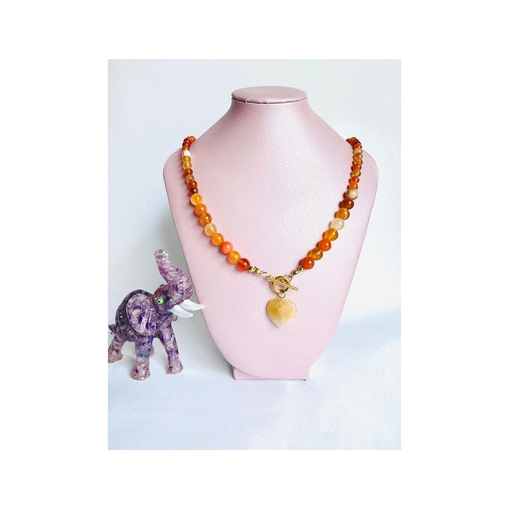 Collar cornalina y citrino - Joyas de Mora azul