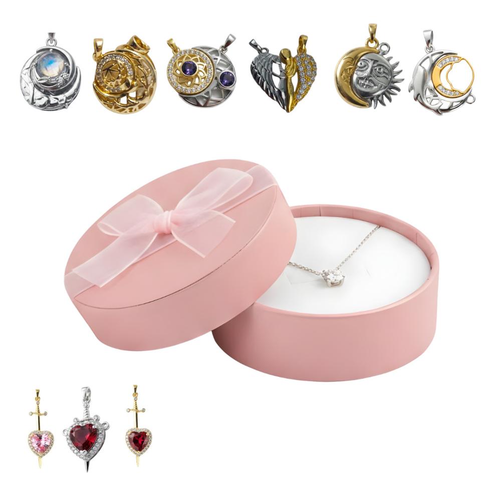 Cofre Joyero Rosado y Juego de Collares para Parejas San Valentín Aniversario