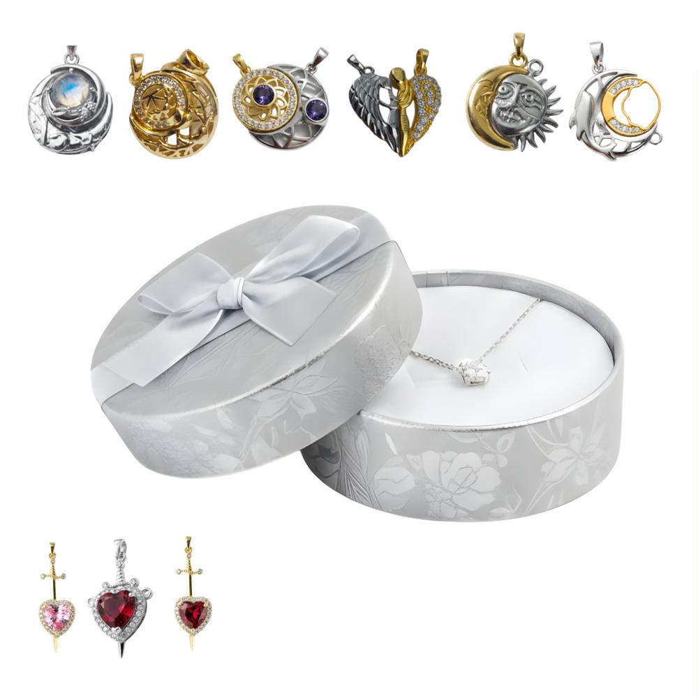 Cofre Joyero Plateado y Juego de Collares para Parejas San Valentín Aniversario