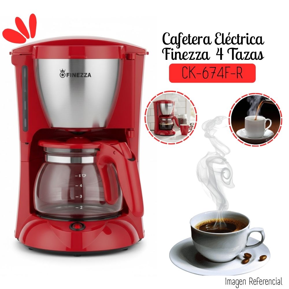 Cafetera Electrica Finezza de 4 tazas CK-674F-R Rojo
