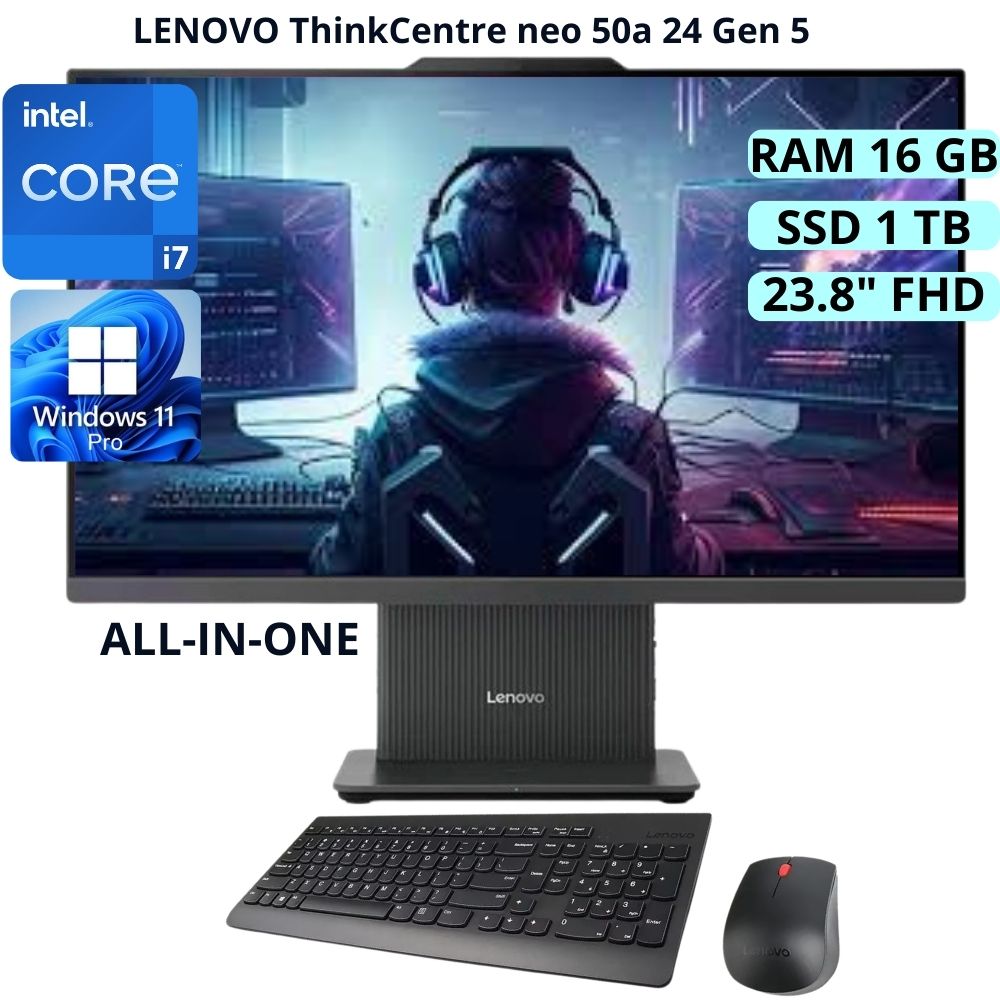 ALL IN ONE LENOVO THINKCENTRE NEO 50a 24 GEN 5 INTEL CORE i7 Ram 16GB SSD 1 TB -12SD0028LS