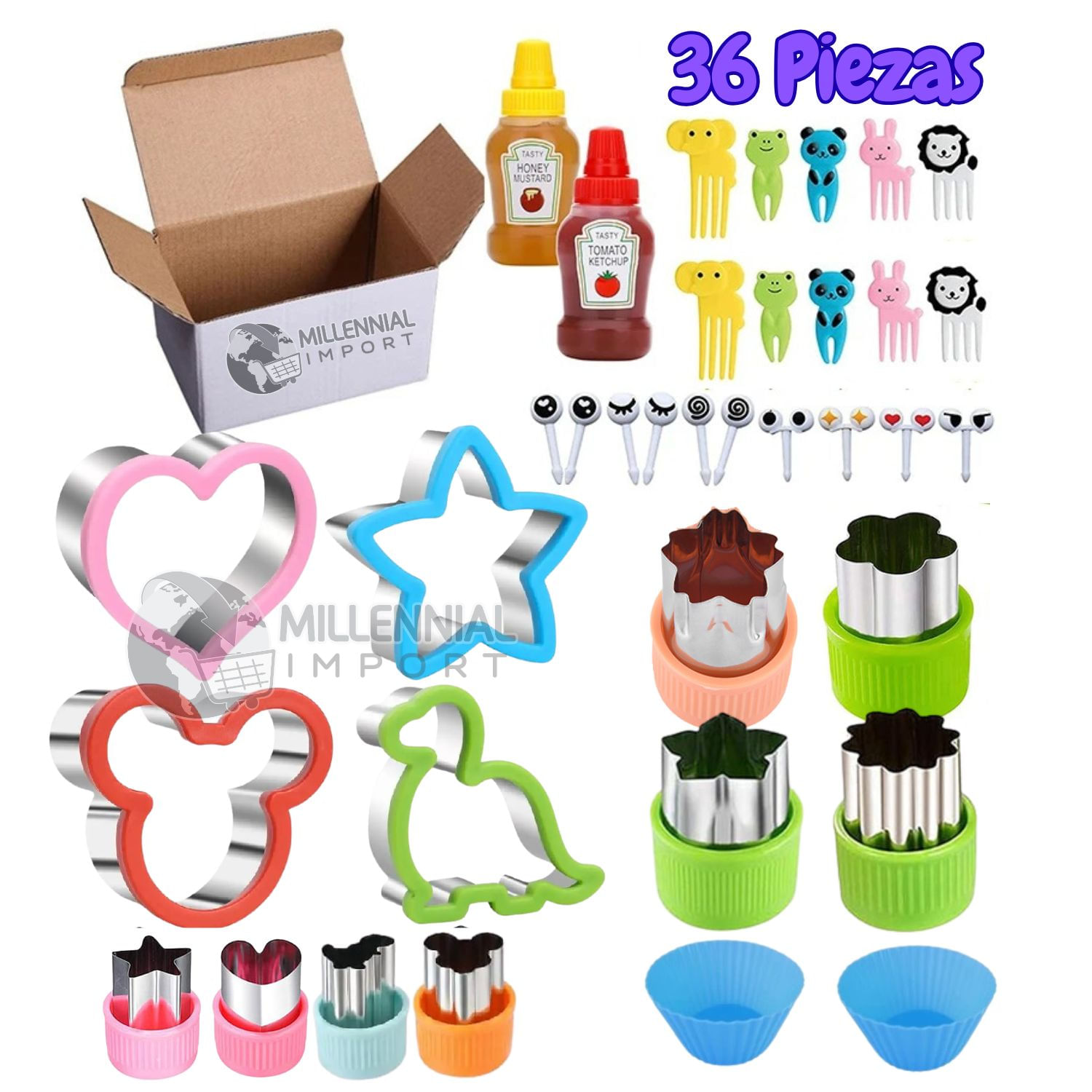 Pack de Moldes Cortadores de Sándwich para Niños Loncheras Divertidas 32 Piezas