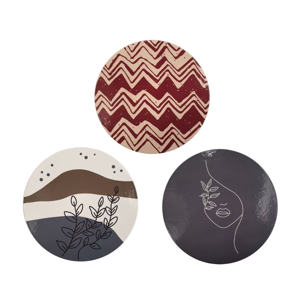 Set de 4 Posavasos Abstractos 10cm Diseño Aleatorio Orange