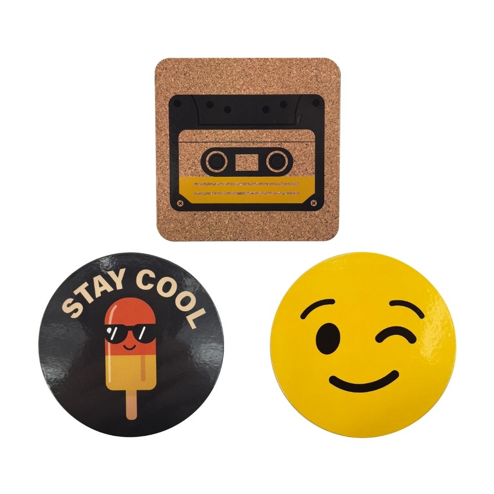 Set de 4 Posavasos Divertidos 10cm Diseño Aleatorio Orange