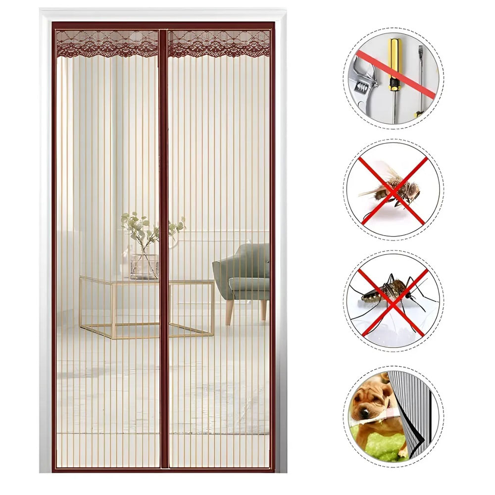 Cortina Imantada 90cm x 200cm Antimosquitos Marron