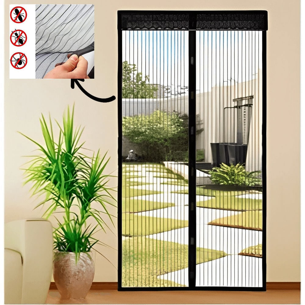 Cortina Imantada 90cm x 200cm Antimosquitos Negro