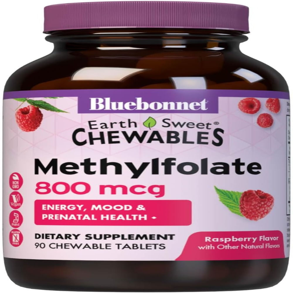 Bluebonnet EarthSweet Chewables Methylfolate Tabletas Masticables