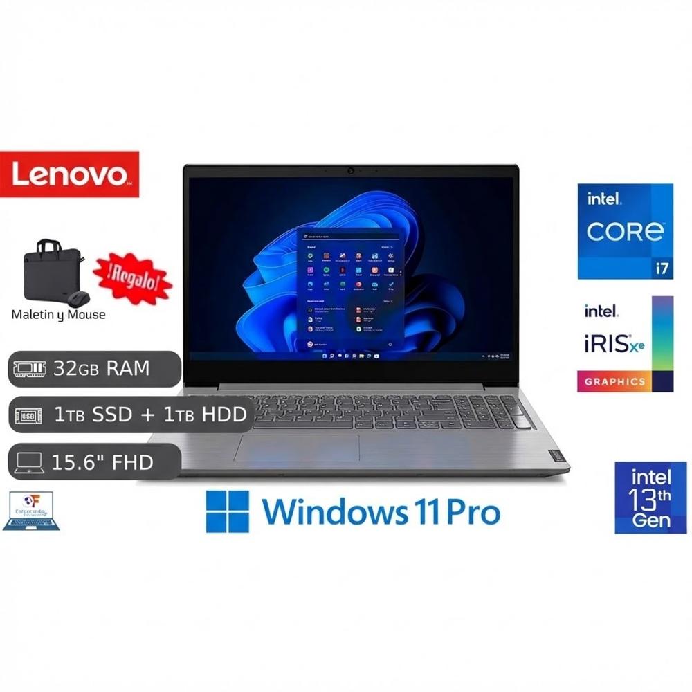 Laptop Nueva Lenovo V15 G4 IRL Intel Core i7 13va 32GB DDR5 1TB SSD 1TB HDD 15.6 FHD con Accesorios