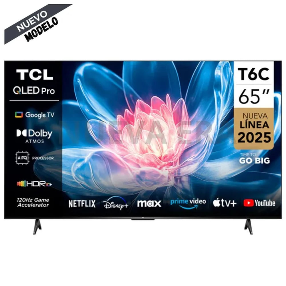 Smart TV TCL 65” QLED 4K 65T6C  Imagen Ultra Realista Google TV & Dolby Vision