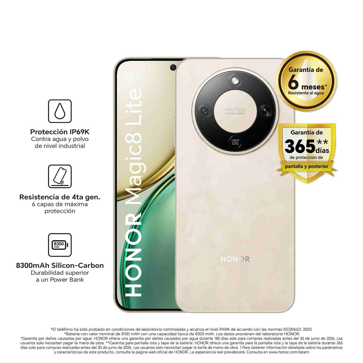 Celular Honor Magic 8 Lite 8 + 256GB Sunrise Gold