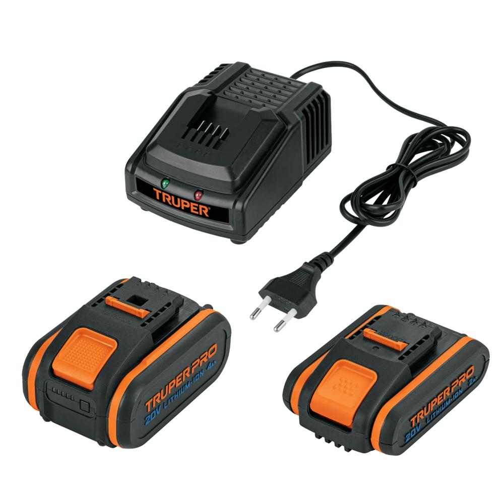 Combo 1 Bateria 2ah + 1 bateria 4ah + Cargador 20V Truper 103009-103240-12336