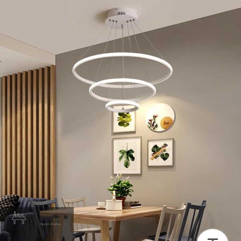 Lámpara 3 luces moderna con anillo irregular LED - blanco