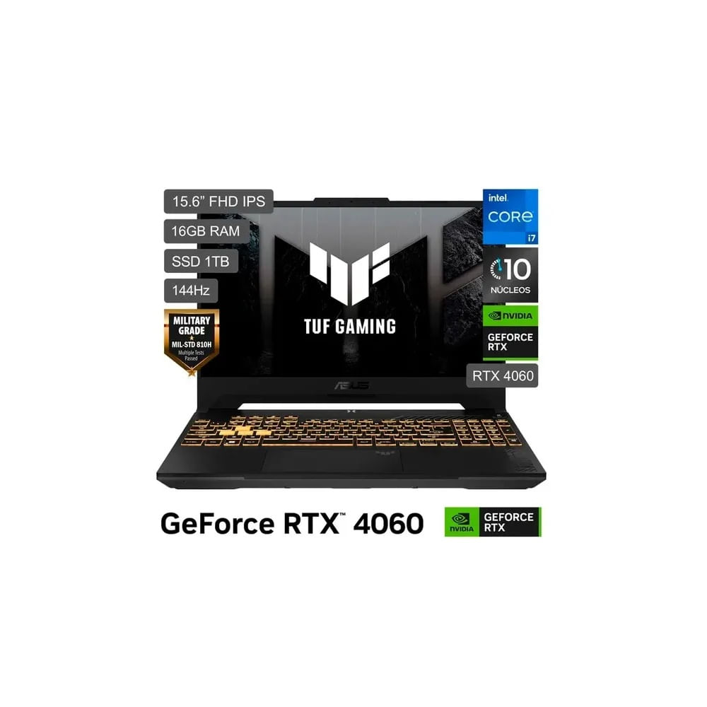 ASUS TUF GAMING FX507W-LP142 INTEL COREI7-13620H 16GB 1TB SSD 8GB VIDEO RTX 4060 15.6 FHD FREEDOS