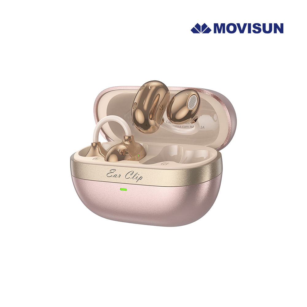 Audífonos Bluetooth Tipo Clip  MOVISUN Ear Clip Rosado Diseño Abierto