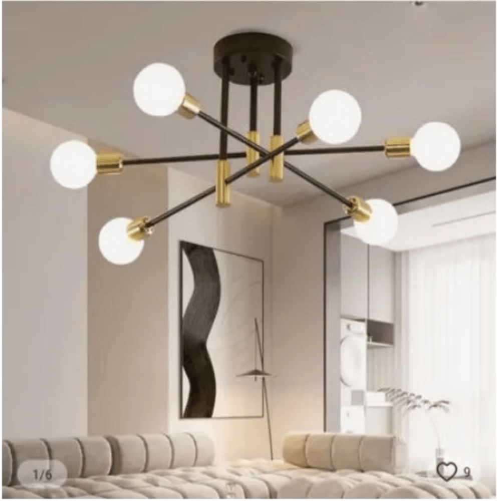 Lámpara Colgante Corela negro con dorado incluye 6 Focos