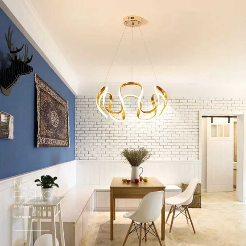 Lámpara colgante Aurora dorado 3 luces incluye control